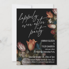 Invitación Holandés Floral pn Black Feliz para siempre despué