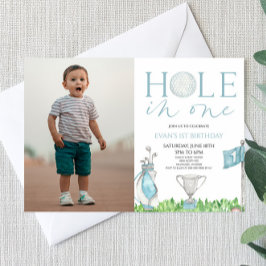 Invitación Hole In One Blue Golf Picture 1er Fiesta de cumple