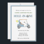 Invitación Hole in One Boy 1er cumpleaños fiesta de invitació<br><div class="desc">Tema de golf sencillo y agradable Carro de golf azul "Agujero en uno" Invitación al primer cumpleaños.</div>
