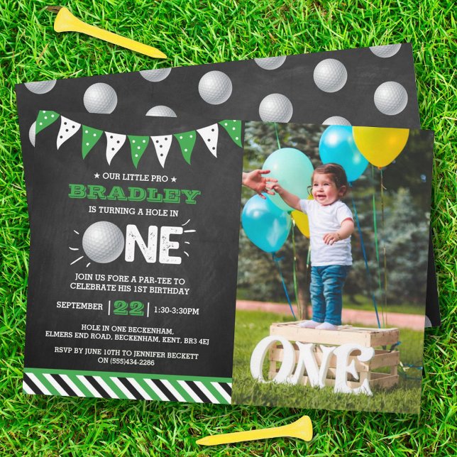 Invitación Hole In One Boys Golf 1er cumpleaños Par-tee Photo (Subido por el creador)