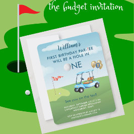 Invitación Hole In One BUDGET Boy Golf Par-tee 1º Cumpleaños