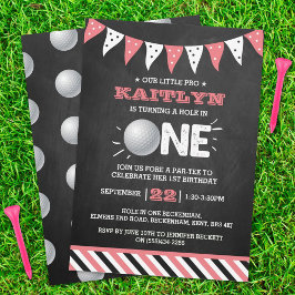Invitación Hole In One Chicas Golf 1er cumpleaños Par-tee
