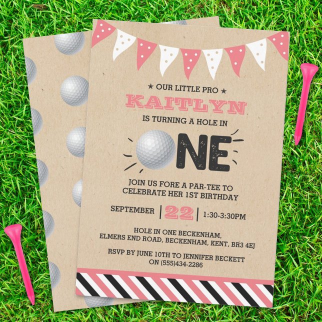 Invitación Hole In One Chicas Golf 1er cumpleaños Par-tee (Subido por el creador)