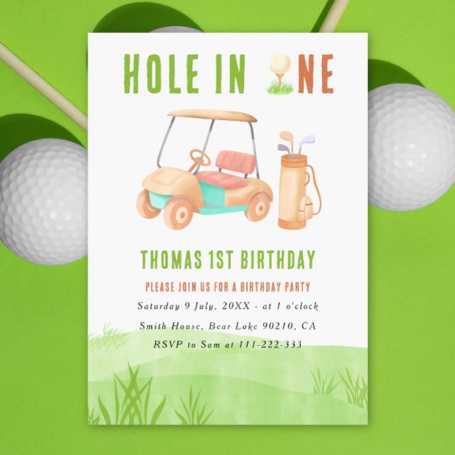Invitación Hole In One First Birthday Party (Subido por el creador)