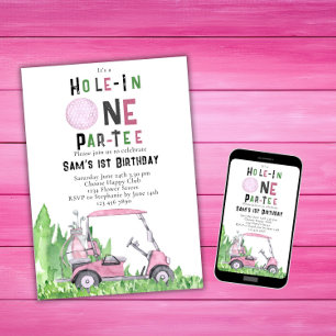 Invitación Hole In One First Golf Birthday Partee