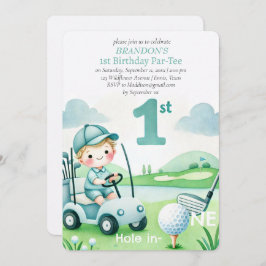 Invitación Hole in One Golf Boy 1er cumpleaños Par-Tee