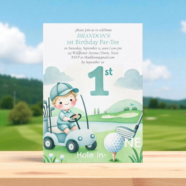 Invitación Hole in One Golf Boy 1er cumpleaños Par-Tee (Subido por el creador)