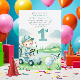 Invitación Hole in One Golf Boy 1er cumpleaños Par-Tee