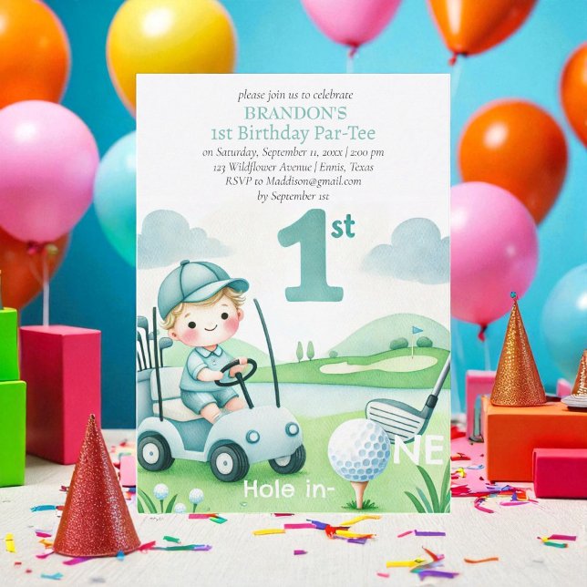 Invitación Hole in One Golf Boy 1er cumpleaños Par-Tee (Subido por el creador)