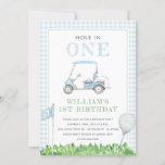 Invitación Hole In One Golf Boy Birthday Blue Gingham<br><div class="desc">Hole In One Golf Boy Birthday Blue Gingham Invitation. Envíame un mensaje para obtener los ajustes necesarios o los elementos coincidentes necesarios.</div>