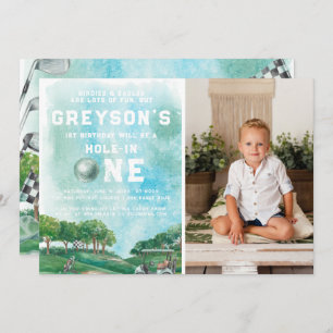 Invitación Hole In One Golf Boy First Birday Par-Tee