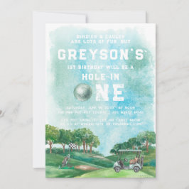Invitación Hole In One Golf Boy First Birday Par-Tee