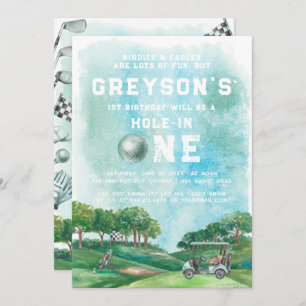 Invitación Hole In One Golf Boy First Birday Par-Tee
