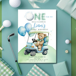 Invitación Hole In One Golf Boy First Birday Par-Tee Bear