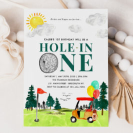 Invitación Hole In One Golf Boy Golfing Par-tee Primer Cumple