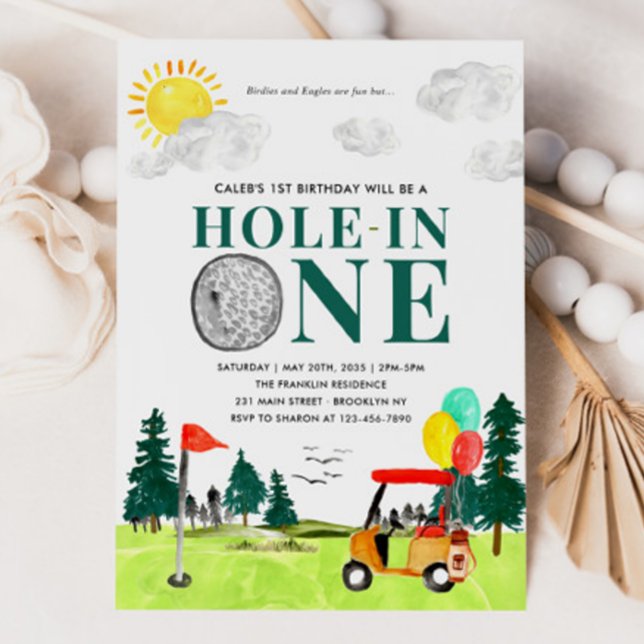 Invitación Hole In One Golf Boy Golfing Par-tee Primer Cumple (Subido por el creador)
