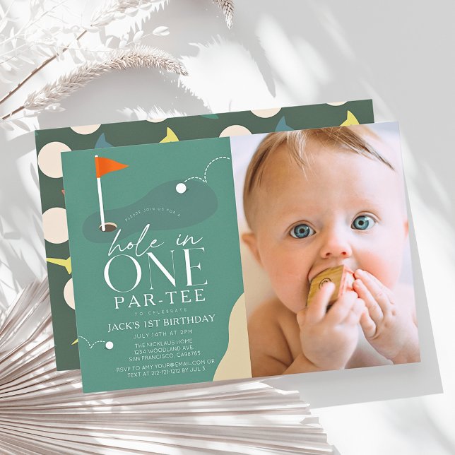 Invitación Hole in One Golf Course Photo 1st Birthday Par-Tee (Subido por el creador)