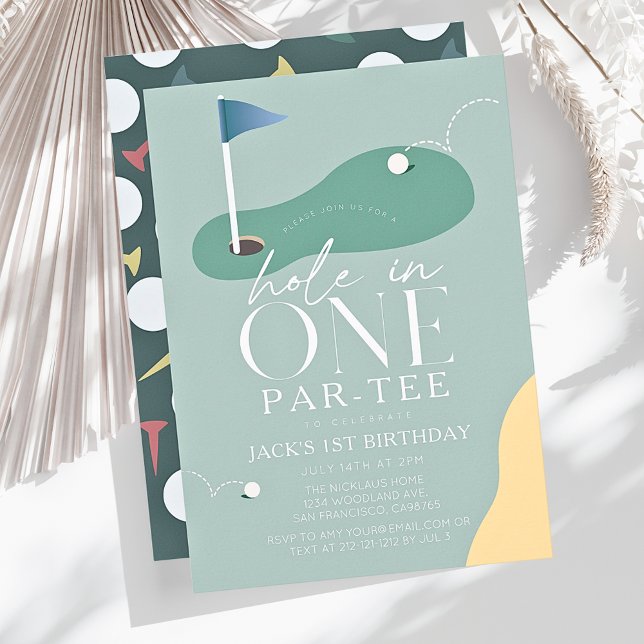 Invitación Hole in One Golf Fairway Par-Tee Boy 1st Birthday (Subido por el creador)