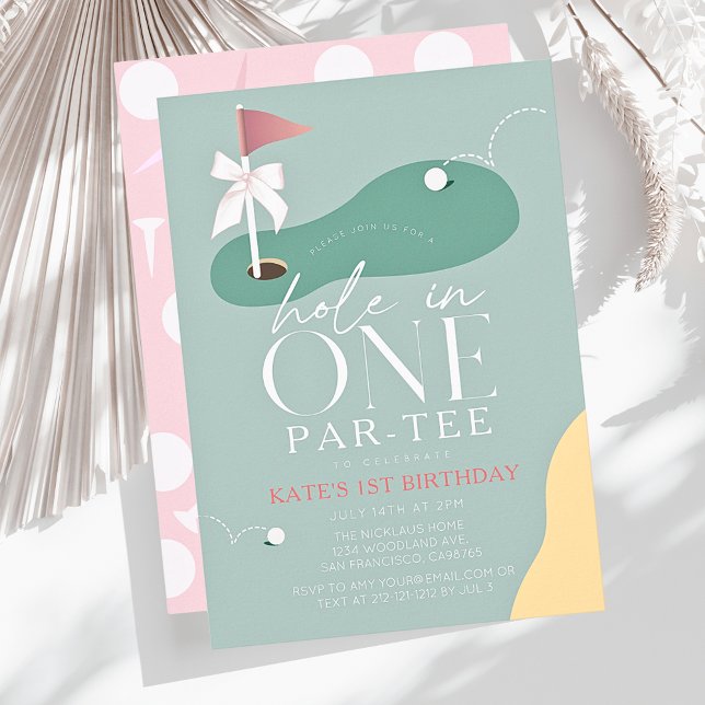 Invitación Hole in One Golf Fairway Par-Tee Girl 1st Birthday (Subido por el creador)