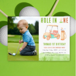 Invitación Hole In One Golf First Birthday Party
