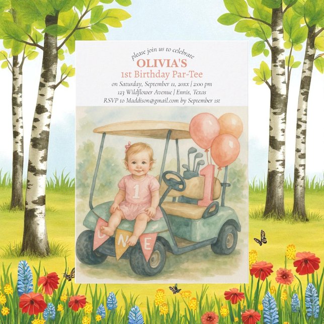 Invitación Hole in One Golf Girl 1st Birthday Par-Tee (Subido por el creador)