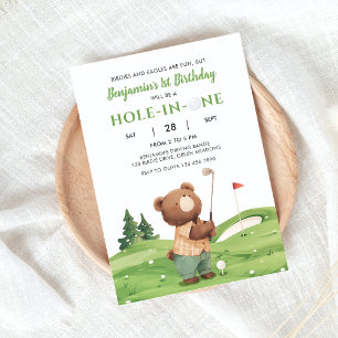 Invitación Hole In One Golf Green First Birday Par-Tee