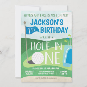 Invitación Hole in One Golf Invitation First Birday Party
