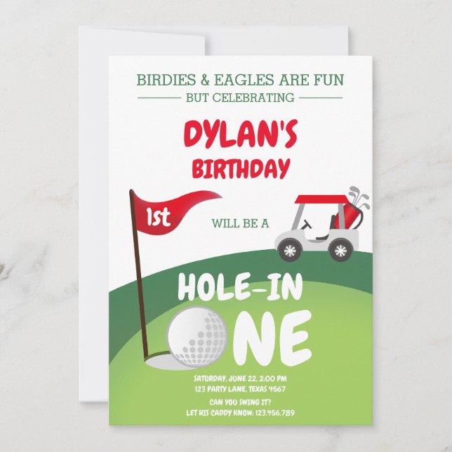 Invitación Hole In One Golf Par-tee 1st Birthday Invitation (Anverso)