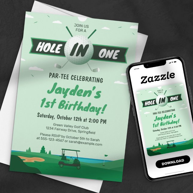 Invitación Hole-In-One Par tee Golf Birthday Party Green (Subido por el creador)