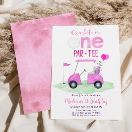 Invitación Hole In One Pink Chica Golf First Birday