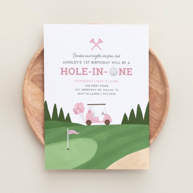 Invitación Hole in One Pink Golf 1er cumpleaños (Subido por el creador)