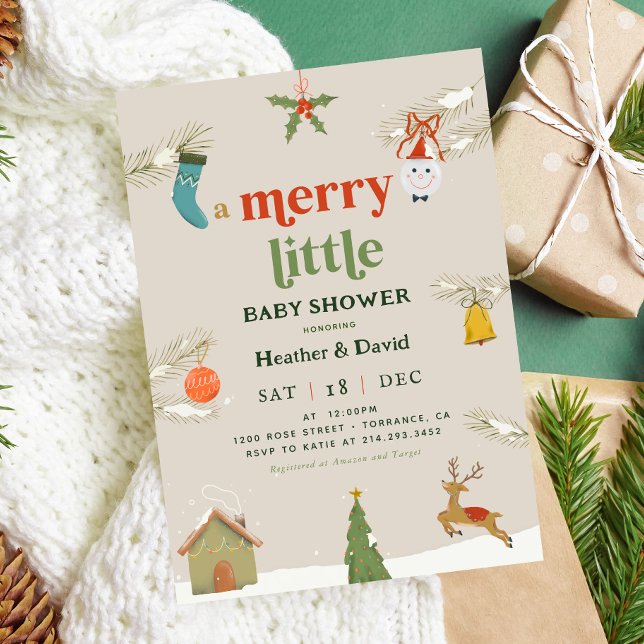 Invitación Holiday A Merry Little Baby Shower (Subido por el creador)