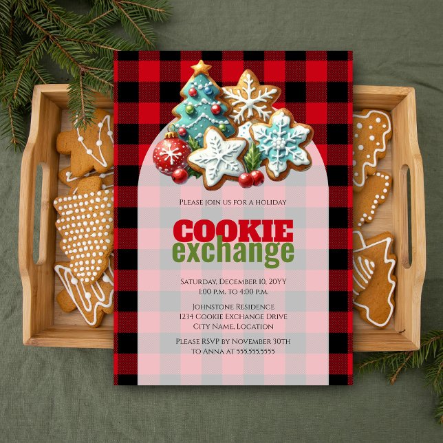 Invitación Holiday Baking Navidades Cookie Exchange (Christmas holiday cookie exchange customizable invitation)