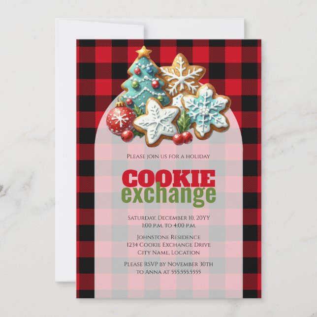 Invitación Holiday Baking Navidades Cookie Exchange (Anverso)