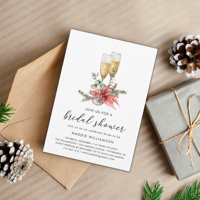 Invitación Holiday Champagne Poinsettia Bridal Shower  (Subido por el creador)