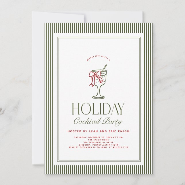 Invitación Holiday Cocktail Party Invite (Anverso)