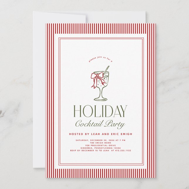 Invitación Holiday Cocktail Party Invite (Anverso)