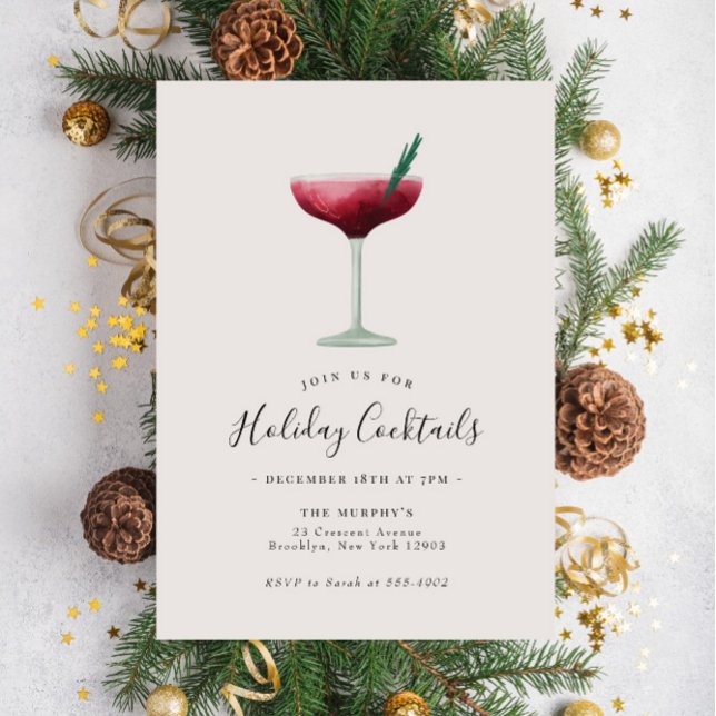 Invitación Holiday Cocktails Festive Drinks Christmas Party (Subido por el creador)