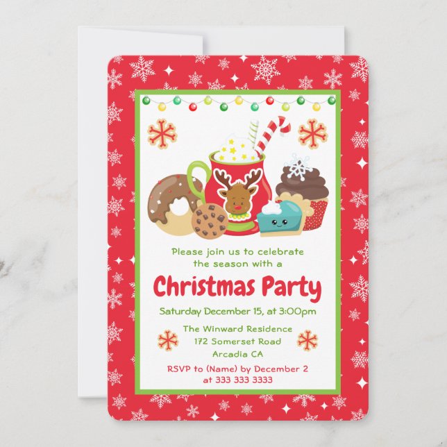 Invitación Holiday Cocoa & Cookies Chrismas Treats (Anverso)
