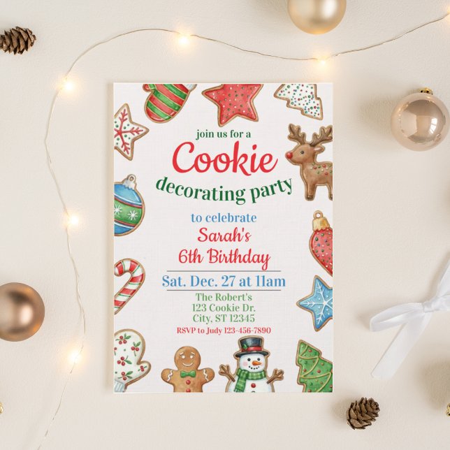 Invitación Holiday Cookie Decorating Birthday Party (Subido por el creador)