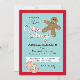 Invitación Holiday Cookie Exchange, Gingerbread Man