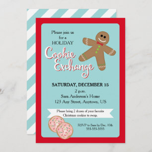 Invitación Holiday Cookie Exchange, Gingerbread Man