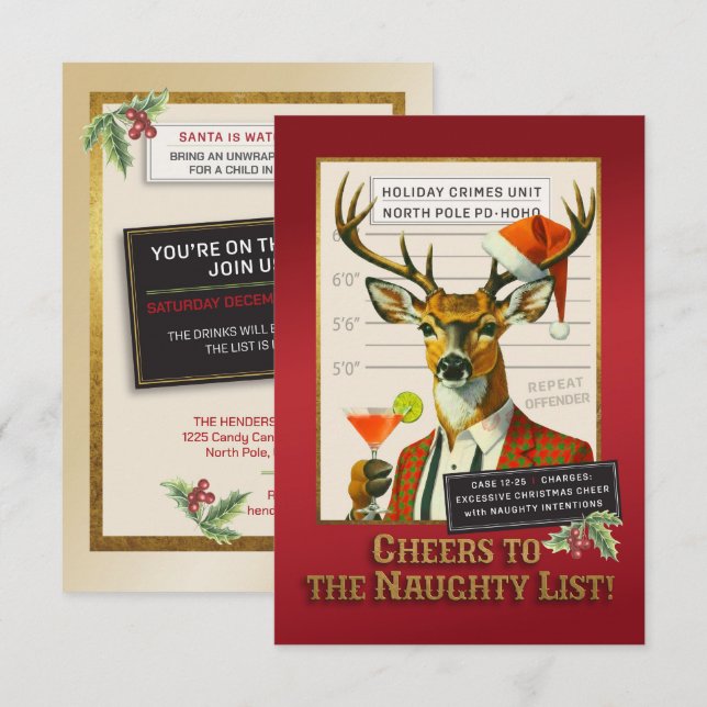 Invitación Holiday Crimes Unit – Reindeer Repeat Offender (Anverso / Reverso)