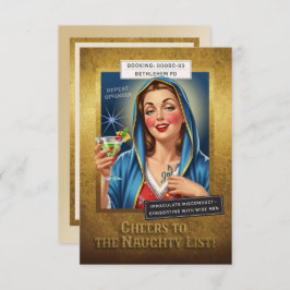 Invitación Holiday Crimes Unit – Virgin Mary, Naughty or Nice