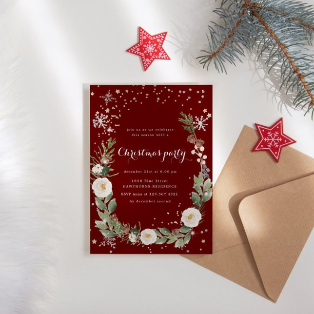 Invitación holiday foliage sparkle Christmas Party Invitation (Subido por el creador)