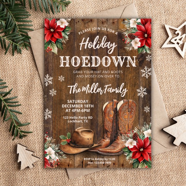 Invitación Holiday Hoedown, Fiesta de Navidades occidentales, (Subido por el creador)