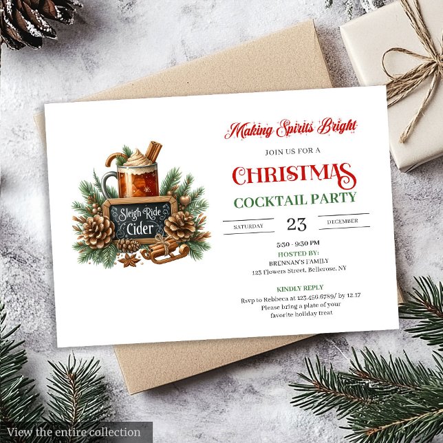 Invitación Holiday modern Christmas cocktail party invitation (Holiday modern Christmas cocktails party invitation

)
