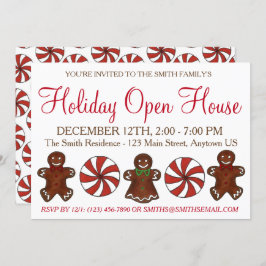 Invitación Holiday Open House Gingerbread Cookie Peppermint