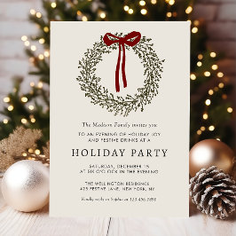 Invitación Holiday Party Festive Christmas Wreath Invitation