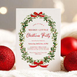 Invitación Holiday Party Festive Christmas Wreath Ribbon
